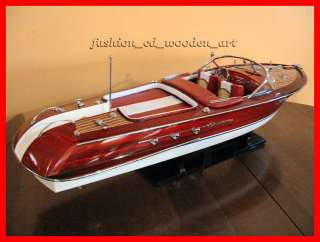 MAGNFICENT RED AQUARAMA DISPLAY MODEL WOODEN SPEED BOAT  