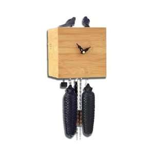  Bamboo Cuckoo Clock, 2 Standing Birds, Natural Finish 