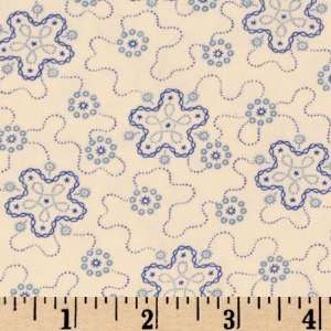  44 Wide Tanyard Creek Star Loops Blue/Cream Fabric By 
