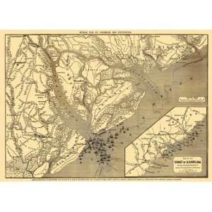    BEAUFORT SAVANNAH CHARLESTON HHI (SC) MAP 1863