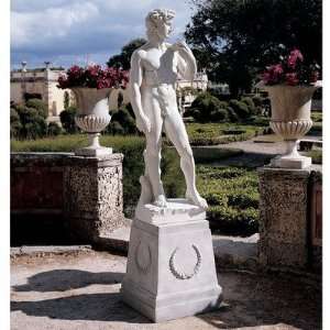  David Grande Garden Statue in Faux Stone Patio, Lawn 