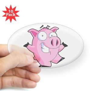    Sticker Clear (Oval) (10 Pack) Pig Cartoon 
