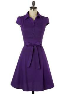 Soda Fountain Dress in Grape   Purple, Solid, Bows, Casual, Vintage 