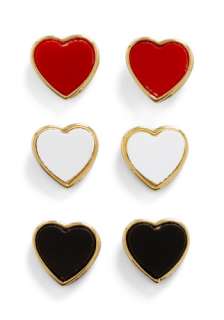 The Heartbeat is On Earring Set   Red, Black, White