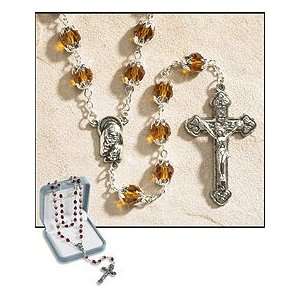  November (Topaz) Double Capped Birthstone Rosary, 6 X 8 Mm 