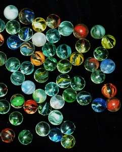   95 Old Marbles Lot #15 of Mixed Machinemade Marbles Including Cat Eyes