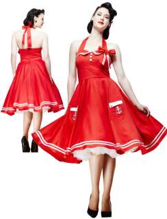   BUNNY Red ~MoTLeY~ 50s Pin Up Sailor Party Dress 6 22 XS 4XL  