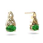Jewels For Me Oval Cut 14K Yellow Gold Emerald Celtic Knot Earrings