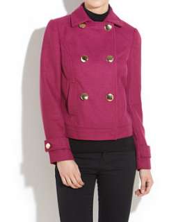 Bright Pink (Pink) Double Breasted Waffle Coat  234768376  New Look