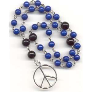  Christian Peace Rosary   Lapis Mountain Jade   Sterling 