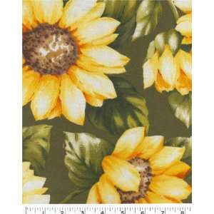  45 Wide *King Sunflower   Olive Fabric By The Yard Arts 