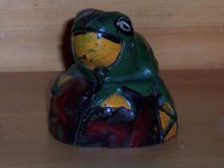 Rare Mechanical Frog on Rock Bank cast iron  