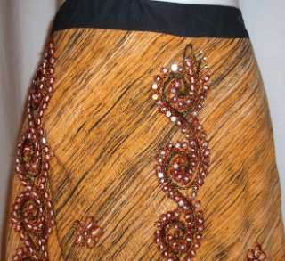 Yellow Black Beaded Cotton Indian Lengha Choli Sari Skirt Belly Dance 