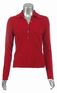 Sutton Studio Womens 100% Cashmere Polo long Sleeve Sweater   Plus 