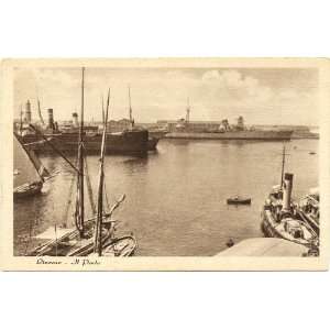  1930s Vintage Postcard The Port   Livorno Italy 