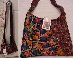 Earth Divas Shoulder Bag Crewel Hndmade Cotton Silk New  