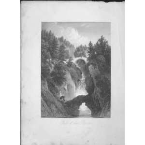    Falls Of The Bruan Scotland C1835 Antique Print