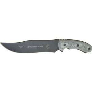 Tops Knives LONGB6 Longhorn Fixed Blade Bowie Knife with Black Linen 