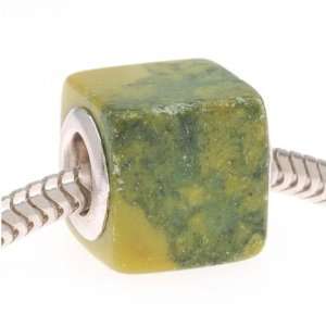  Gemstone Cube Bead Fits Pandora Yellow Turquoise 11mm (1 