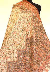 Large, Kani Jamavar, Wool Shawl. Beautifully Detailed  