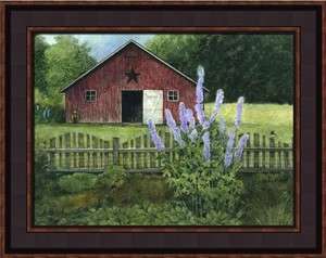 Delphiniums Framed Pic Country Rustic Decor Art Bonnie Fisher  