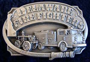 Vintage Delaware Fire Fighter Fireman Belt Buckle  