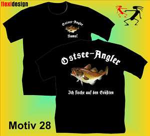 Angler T Shirt Ostsee Angeln Dorsch Urlaub Muster 28  