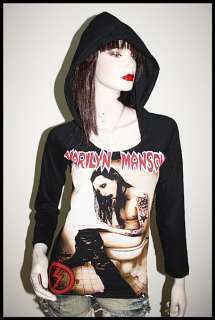 Marilyn Manson Metal Rock DIY 3/4 Slv Hoodie Top  