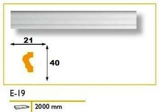 10 Meter Flachprofile Zierleisten hart 21 x 40 mm, E 19  