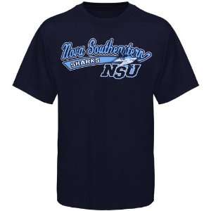  Nova Southeastern Sharks Navy Blue Logo Script T shirt 