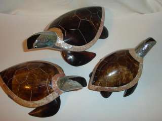 Maui Style Handcrafted MOP Shell 3 Sea Turtle Honu Brn  