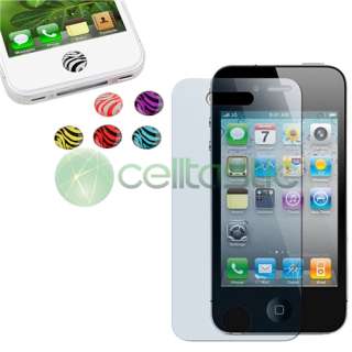 Clear Screen LCD Protector Cover+Zebra Home Button Sticker For Apple 