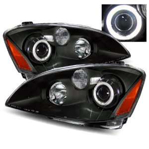  02 04 Nissan Altima Black CCFL Halo Projector Headlights 