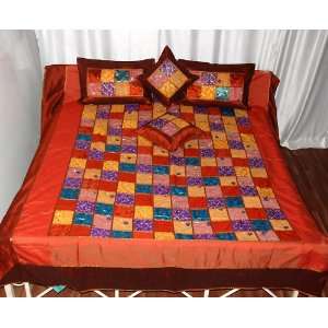  Classic Designer Embroidered Patch Work Silk Bedspread bed 
