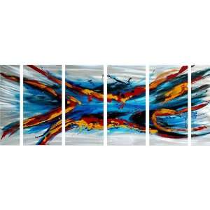   Abstract Metal Wall Art Extra Large Set of 6 Aluminum Panels Home