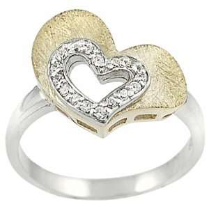  Sterling Silver Vermeil Double Heart Ring Jewelry