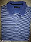 Mens Blue & White Stripes WEDGE Golf Polo Shirt Medium