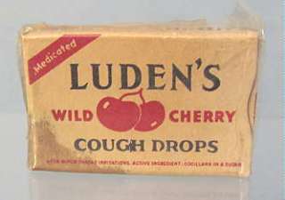Vintage 2 Cent Box LUDEN Wild Cherry COUGH DROPS Unopened  