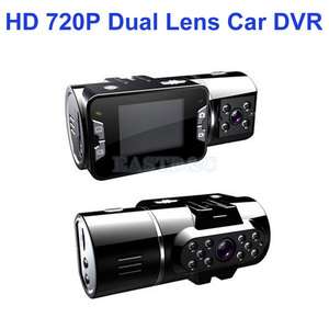 HD 720P Dual Lens Car Camera Dual Memory Card Night Vision Video 