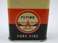 Flying A Sure Fire Lead Top Lighter Fluid Can Tide Water Oil Veedol 