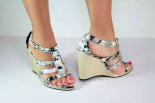 Pink White Gray & Black Sandals Wedge Platform Shoes  