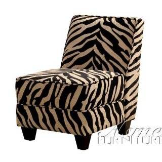 Accent Chair with Wooden Legs in Zebra Pattern