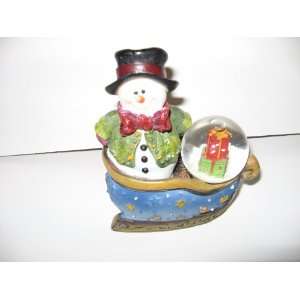  Snowman on Sleigh with Mini Snow Globe