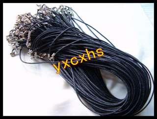 20pcs black real leather necklace cords w lobster2mm18  