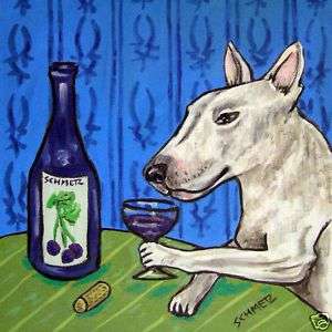 Bull terrier wine dog animal picture coaster art tile  