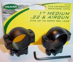 Weaver 1 Med 22 BB Gun Air Rifle Scope Mount Rings 92  