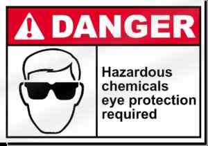 Hazardous Chemicals Eye Protection Required Sign  
