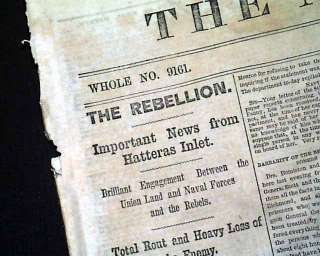   War LEWINSVILLE VA Hatteras Inlet North Carolina NC Old NY Newspaper