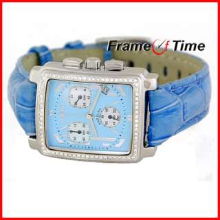 Giantto Lady Angelina Medium Blue Diamond Leather Watch  