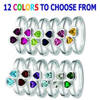 Stackable Expressions Birthstone Double Heart Stackable Ring 12 Colors 